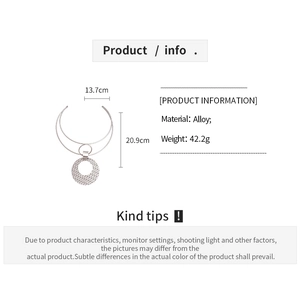 Detailed sizing diagram for the alloy double-layer geometric round pleated choker necklace