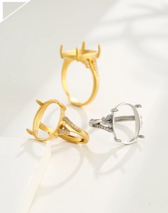 Detail of S925 sterling silver ring base with gold and silver plating and hallmarks