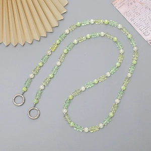 Green and yellow resin gummy bear beaded crossbody phone chain with silver metal ring