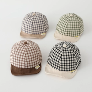 Toddler checkered baseball cap set in assorted colors for sun protection, 1-3 years