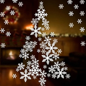Stickers de fenêtre flocons de neige blancs formant un sapin de Noël festif