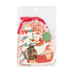 Set de cartes de Noël rétro avec ruban rouge pour décoration et scrapbooking de fêtes