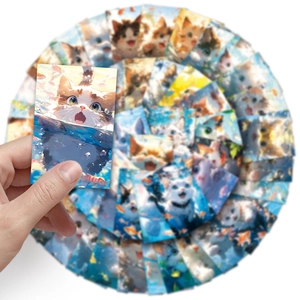 Set di 50 simpatici adesivi per gatti per bottiglie d'acqua e laptop colorati