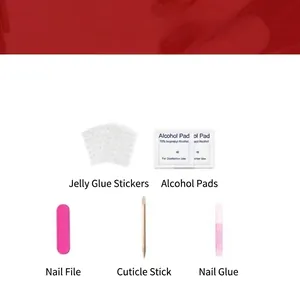 Set di 5 strumenti per manicure con colla, lima per unghie e salviette per unghie finte