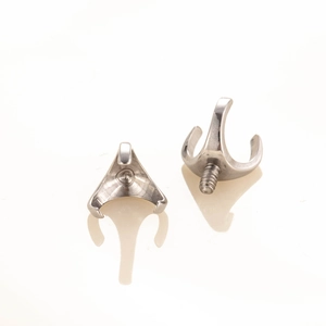 F136 titanium three-prong threaded earring base for piercing jewelry components