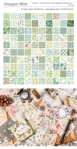 Detailed grid view of 100 vintage floral stationery papers for scrapbooking