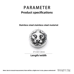 Detailed parameter diagram of lion head stainless steel bead with 13x13mm dimensions