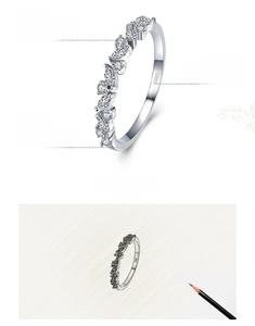 Detailed view of S925 sterling silver wavy ring with hand-set 5A cubic zirconia stones