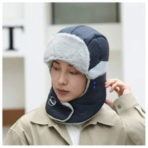 Thickened winter trapper hat with fleece lining and windproof neck gaiter for outdoor cycling