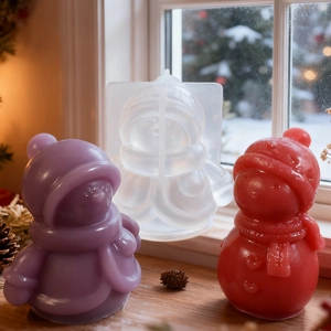 Stampo in silicone per candele a pupazzo di neve per fai-da-te con scena festiva
