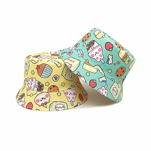 Set di cappelli alla pescatora per bambini con motivi cartoon giallo e verde menta