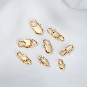 Detailed size comparison of 14K gold plated stainless steel lobster clasps for jewelry DIY