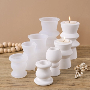 DIY silicone molds for geometric Roman column candle holders and gypsum bases