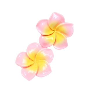 Resin plumeria flower accessories with pink and yellow gradient for DIY hair clips