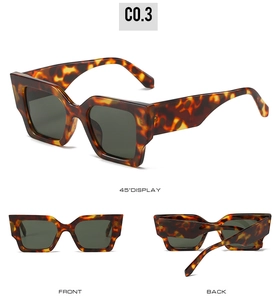 Detailed views of tortoise shell square sunglasses showing 45-degree, front and back angles