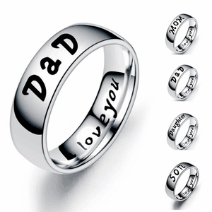 Stainless Steel Family Engraved Ring Mom Dad Son Daughter Band Love You Jewelry For Men Women Fashion Gift Accessory