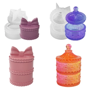 Silicone Mold For DIY Storage Box Bowknot Design Resin Casting Mold For Jewelry Organizer Handmade Craft Tool