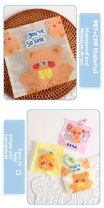 Waterproof PET and CPP cartoon bear food storage bags with secure self-sealing closure