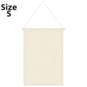 Detailed view of Size S cream white canvas banner wall hanging for pins and badges