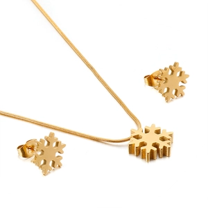 Snowflake Jewelry Stainless Steel Necklace And Stud Earrings Christmas Gift Minimalist Sweet Style For Women