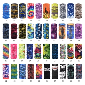 Collection of 40 seamless neck gaiters with varied geometric and graphic patterns