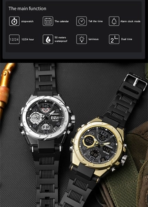 Dettaglio degli orologi SANDA con impermeabilità 50M e funzioni di doppio fuso orario