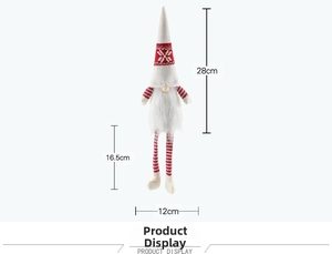 Detailed dimensions of Nordic Christmas gnome plush showing height of 28cm and 12cm width