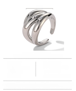 Macro detail of silver layered braided ring showing 16mm inner diameter measurement