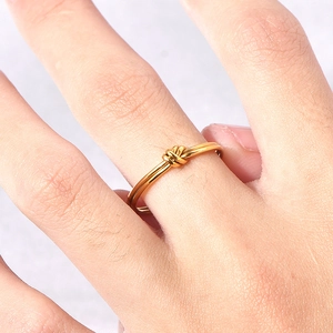 Knot Ring Minimalist Titanium Steel 18K Gold Plated Elegant Delicate Stylish Simple Daily Accessory Jewelry For Women
