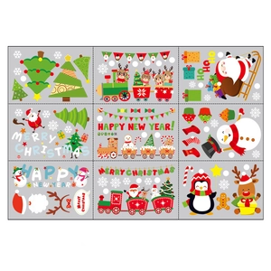 Christmas static window stickers with Santa, snowman and reindeer for holiday decoration