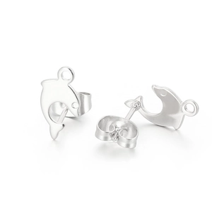Minimalistische Delphin-Ohrstecker aus silbernem Edelstahl mit Schmetterlingsverschluss hinten