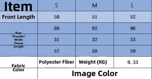 Detaillierte Größentabelle für Strickjacke mit Rundhalsausschnitt und Metallknöpfen