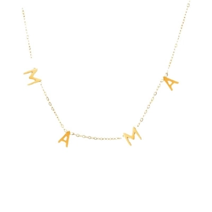 S925 silver MAMA letter necklace with gold plating and sparkling diamonds for mothers