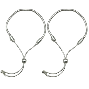 Adjustable silver snake chain bracelet with sliding ball clasp and creative DIY bead design
