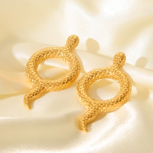 Snake Hoop Earrings 18K Gold Plated Stainless Steel Hollow Gothic Punk Style Fashionable Jewelry For Women Fadeless