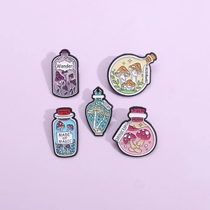 Fantasy Mushroom Magic Potion Bottle Enamel Pin Cartoon Alloy Brooch Wonder Dream Badge For Clothing Bags Jewelry Gift