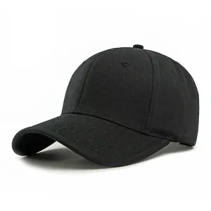 Klassische schwarze Baumwoll-Baseballkappe mit breiter Krempe für optimalen Sonnenschutz