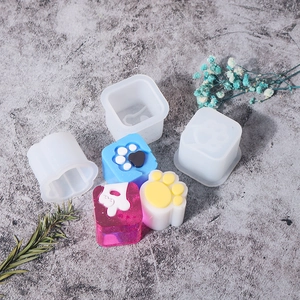 Macro detail of cat paw silicone molds for resin casting and DIY jewelry making