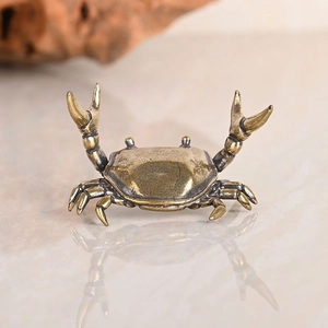 Creative Vintage Brass Alloy Crab Figurine Desk Ornament Antique Bronze Miniature Animal Pen Rest Tea Pet Paperweight