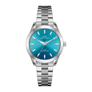 Orologio al quarzo IBSO da donna con quadrante a raggio di sole turchese e cinturino argento