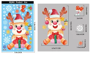 Size guide for Christmas window decals showing reindeer and snowflake sticker dimensions