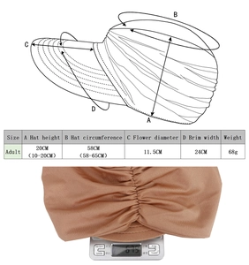Detailed size chart for sun visor showing 24cm brim width and 58cm head circumference