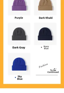 Detail showing various colors of thick knit beanies with ribbed texture and soft finish
