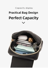 Top view of embossed leather mini bag showing internal capacity with a metal zipper