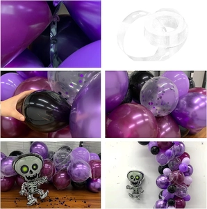Halloween balloon arch kit with purple, black, and skull foil balloons for party decor