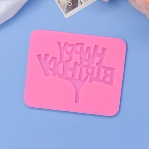 Pink silicone Happy Birthday mold for baking fondant and cake decoration