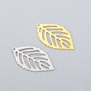 Stainless Steel Hollow Leaf Pendants For DIY Jewelry Making Necklaces Earrings Craft Accessories Elegant Fashion Style