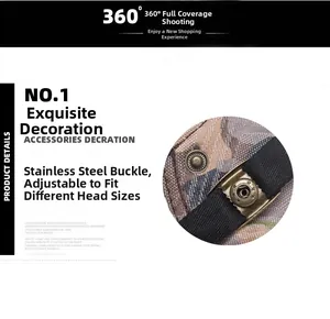 Detail of camouflaged beret with adjustable antique bronze stainless steel buckle