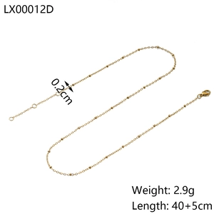 Detailed specs of golden bead chain showing 40+5cm length and 2.9g weight details