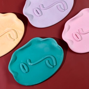 Stampi in silicone per vassoi viso astratto in colori pastello per piatti in resina DIY